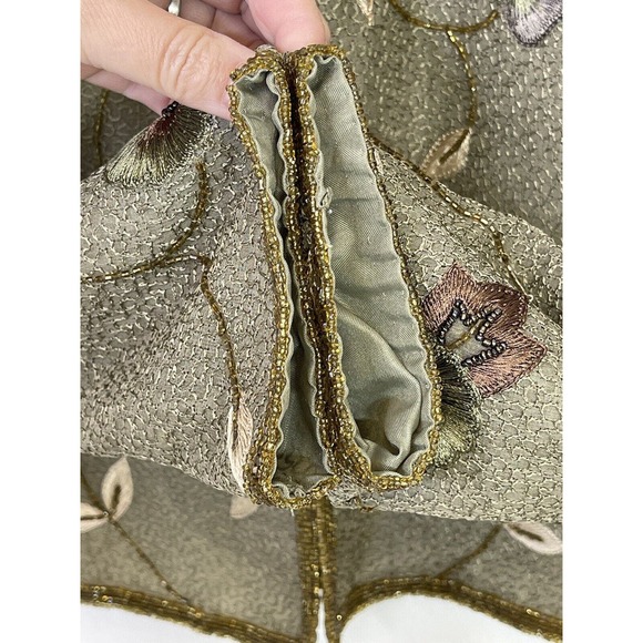 NEW Adrianna Papell Evening Beige Floral Silk Beaded & Sequin Jacket Lined Sz 6 - Picture 3 of 8